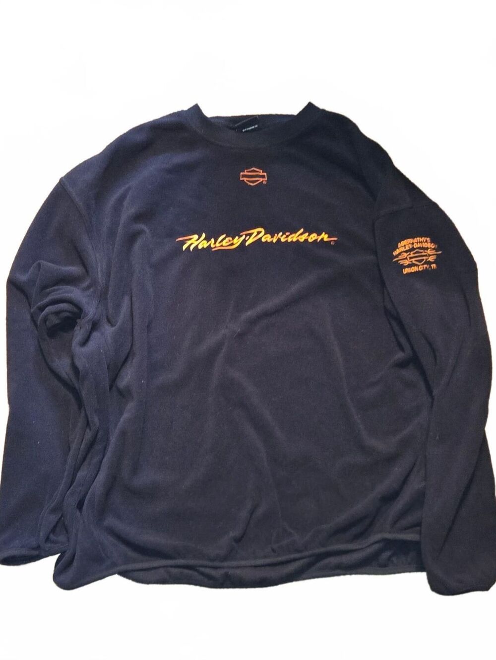 Harley-Davidson Fleece Embroidered Sweatshirt Men's 2xl Black Lightweight